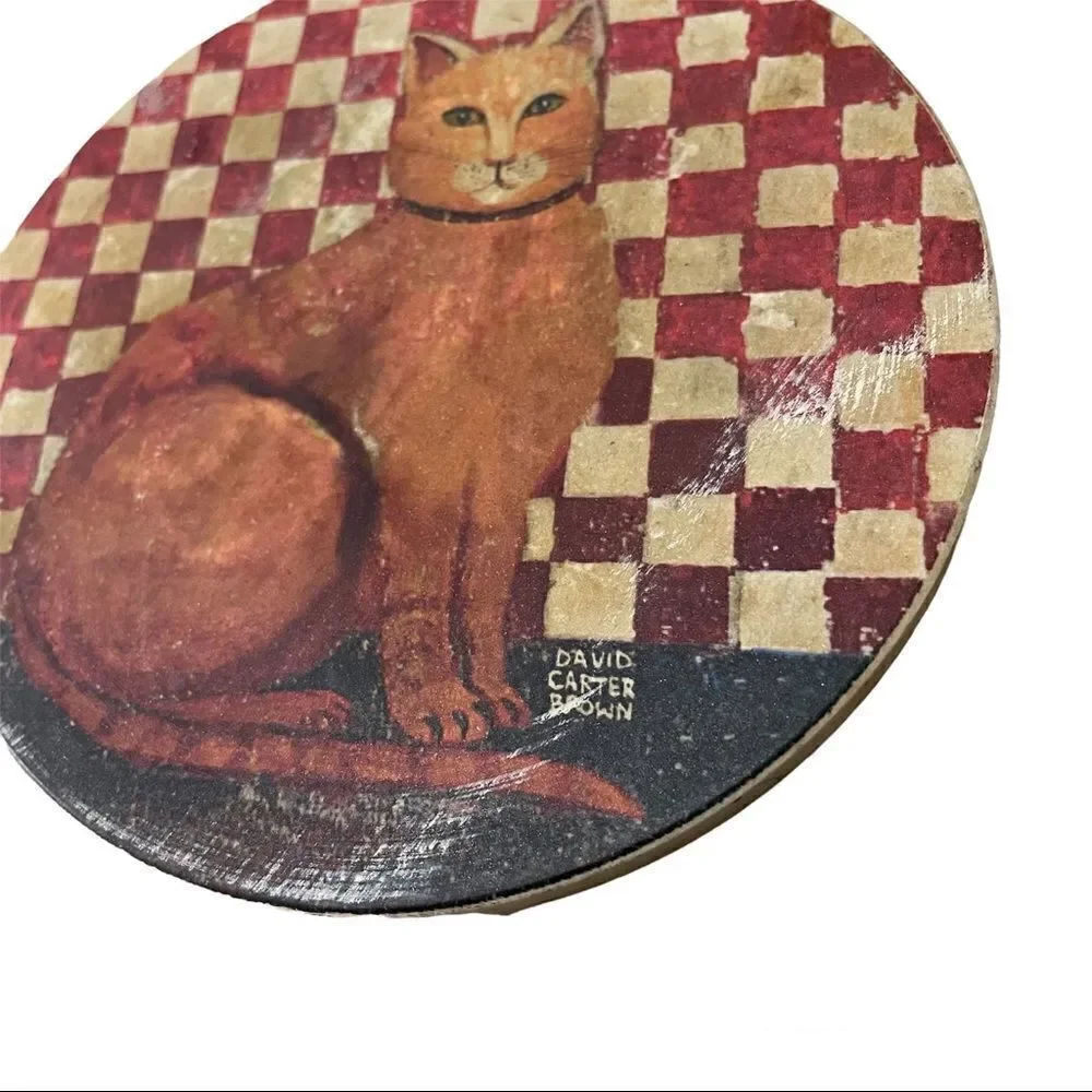 𝅺david Carter Brown Cats Set of 3 Drink Coaster